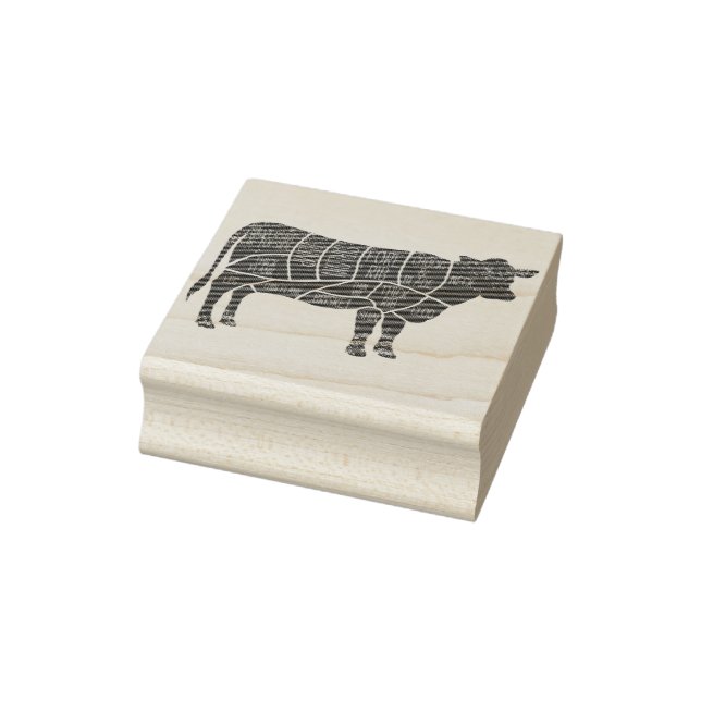 Cattle Butcher Chart Rubber Stamp (Stamp)