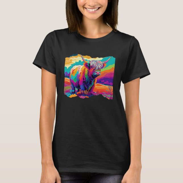 Cattle Cow Colourful Artwork  1 T-Shirt (Front)