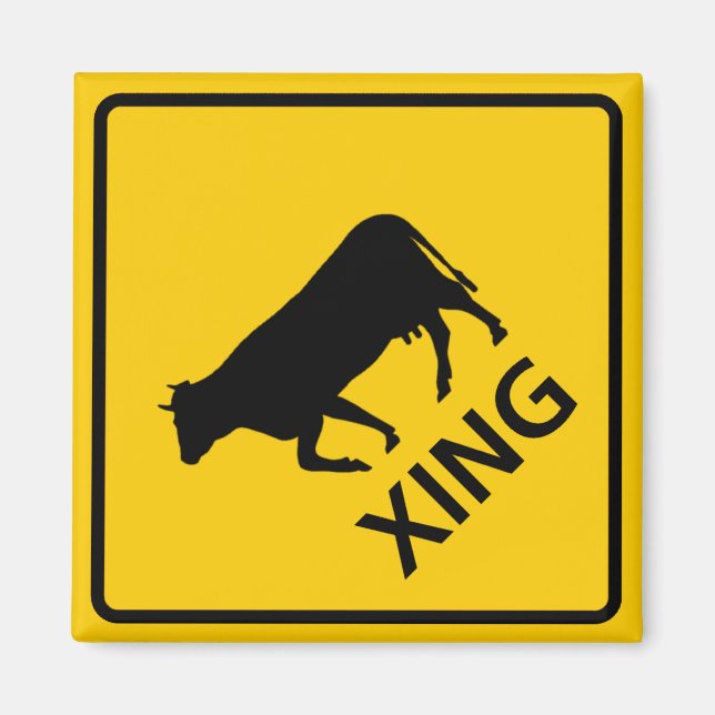 Cattle Crossing Highway Sign Magnet (Front)