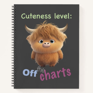 Cattle Cuteness Level Cute Adorable Funny Quote Notebook