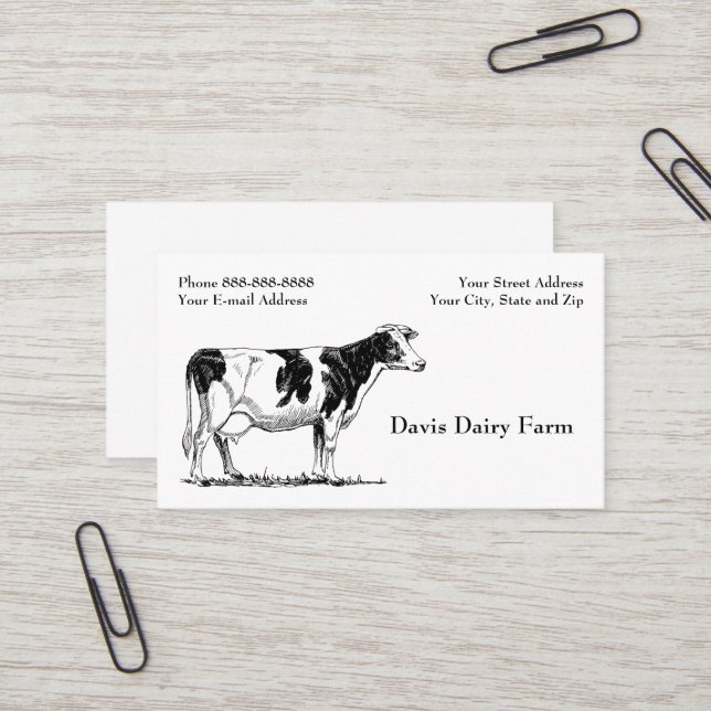 Cattle Dairy Farm Ranch Business Card (Front/Back In Situ)