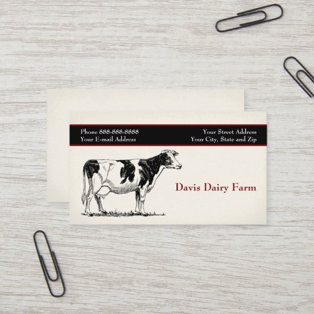 Cattle Dairy Farm Ranch Business Card (Front/Back In Situ)