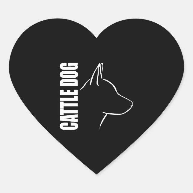 Cattle Dog Profile dog mum Heart Sticker (Front)