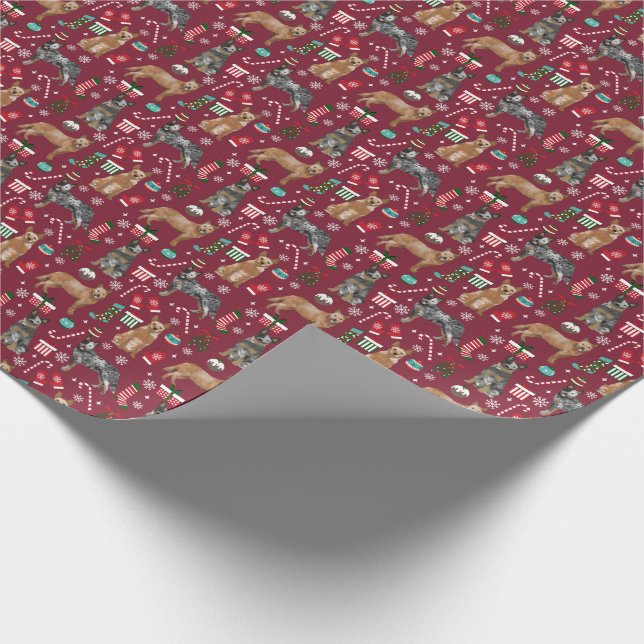 Cattle Dogs Christmas Wrapping Paper (Corner)
