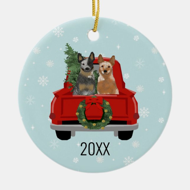 Cattle Dogs red truck ornament (Front)