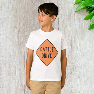 Cattle Drive Road Sign T-Shirt