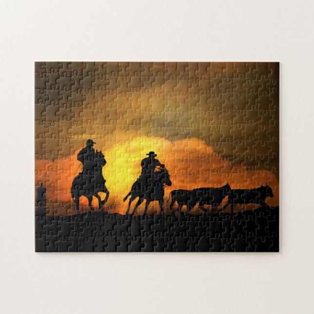 Cattle Drive with Cowboys and Horses Jigsaw Puzzle (Horizontal)