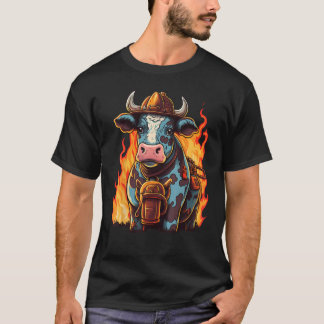 Cattle Fireman on Firefighter Cow T-Shirt