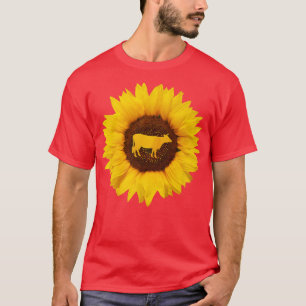 Cattle Gift For Women Men Cow Bull Farm Sunflower  T-Shirt