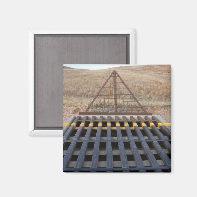 Cattle Grate Across Gravel Road. Wyoming, Western Magnet (Front/Back)