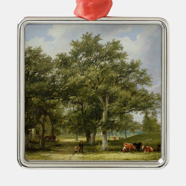 Cattle Grazing Metal Tree Decoration (Front)