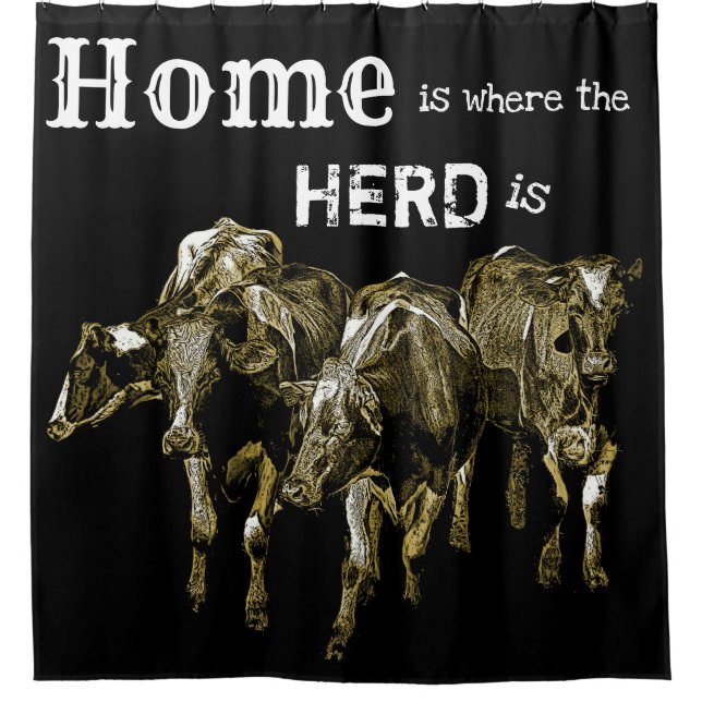 Cattle Herd Ranch house shower curtain (Front)