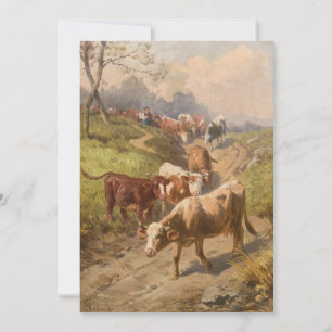 Cattle in the Sunshine with Shepherd Holiday Card
