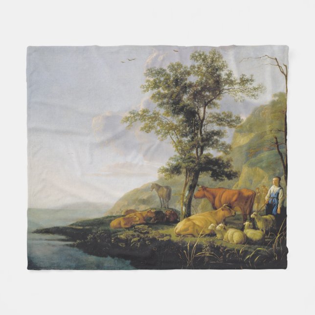 Cattle near a River  Aelbert Cuyp   Fleece Blanket (Front (Horizontal))