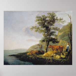 Cattle near a River  Aelbert Cuyp  Poster