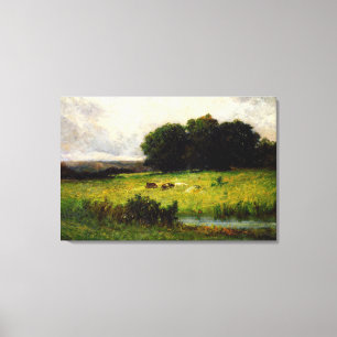 Cattle Near Stream - Edward Mitchell Bannister Canvas Print