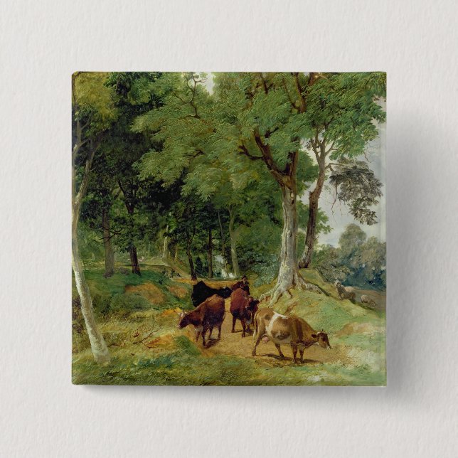 Cattle on a Devonshire Lane 15 Cm Square Badge (Front)