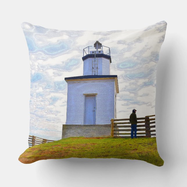 Cattle Point Lighthouse San Juan Island Pillow (Front)