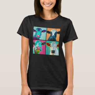 Cattle Pop Illustration Colorful Animal Women Men T-Shirt