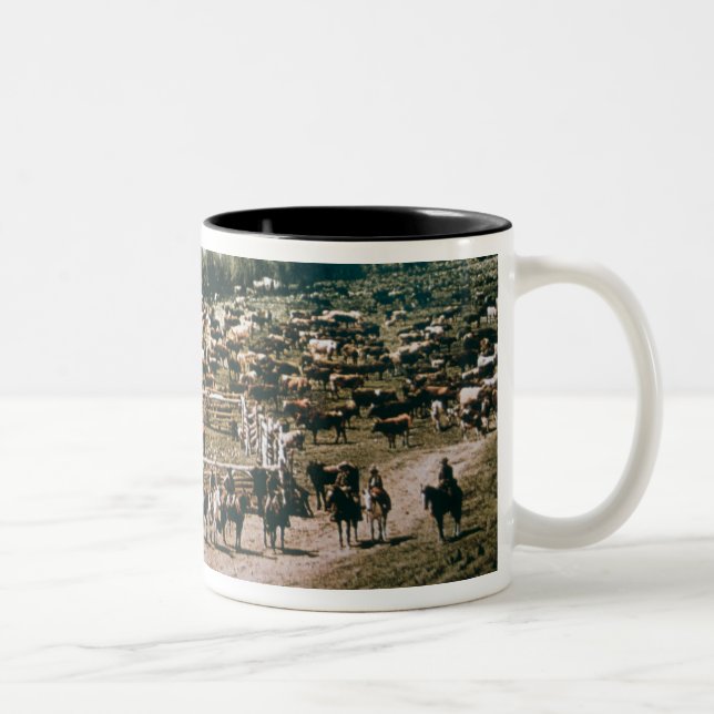 Cattle Ranch, Colorado, 1899 (photo) Two-Tone Coffee Mug (Right)