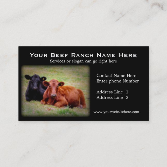 Cattle Ranch or Beef Related Business Cards (Front)