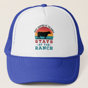 Cattle Rancher What Happens At The Ranch Trucker Hat