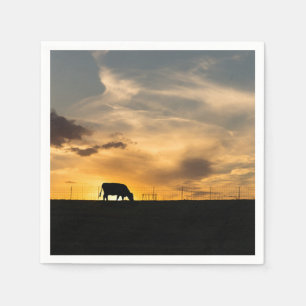 Cattle Sunset Silhouette Napkin