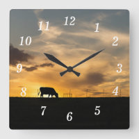 Cattle Sunset Silhouette Wall Clock