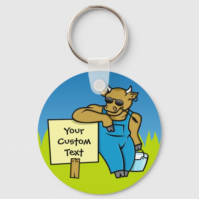 Cattle with Sign Keychain (Front)