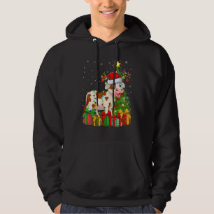 Cattle Xmas Holiday Santa Cattle Christmas Tree Hoodie