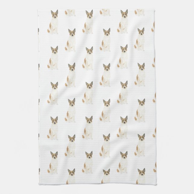 Cattledog Heeler (Red White) Tea Towel (Vertical)