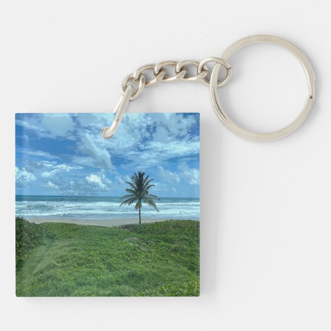 Cattlewash Beach, Barbados Key Ring (Back)