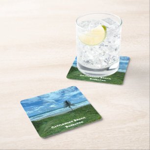 Cattlewash Beach, Barbados Square Paper Coaster