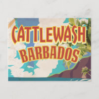 Cattlewash Beach Barbados travel poster.