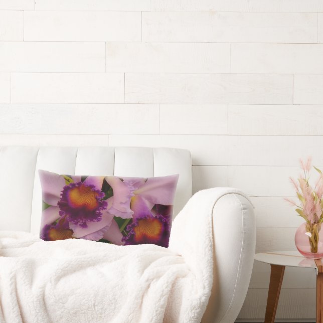 Cattleya Hybrid Orchid Throw Pillow (Couch)