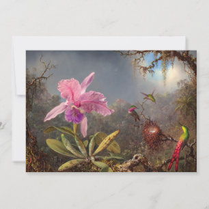 Cattleya Orchid and Three Hummingbirds by Heade Invitation