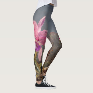 Cattleya Orchid and Three Hummingbirds by Heade Leggings