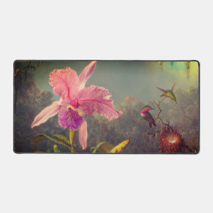 Cattleya Orchid and Three Hummingbirds Heade Desk Mat