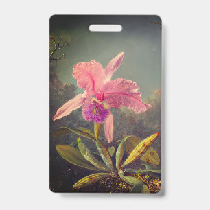 Cattleya Orchid and Three Hummingbirds Heade ID Badge