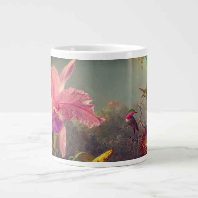 Cattleya Orchid and Three Hummingbirds Heade Large Coffee Mug (Front)