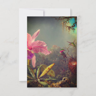 Cattleya Orchid and Three Hummingbirds Heade RSVP Card