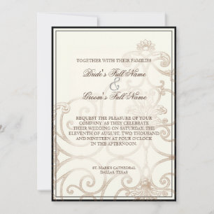 Cattleya Orchid Black Cream - Wedding Invitation