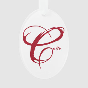 "Catto" Ornament with red backing