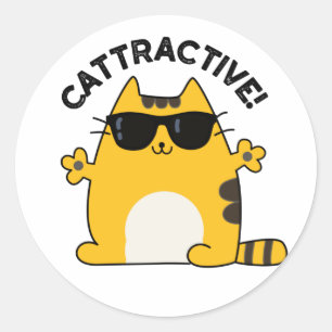 Cattractive Funny Attractive Cat Pun Classic Round Sticker