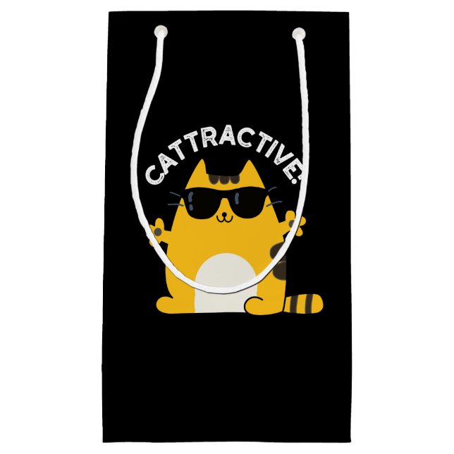 Cattractive Funny Attractive Cat Pun Dark BG Small Gift Bag (Front)