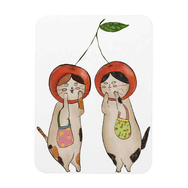 Catty Cherries Magnet (Vertical)