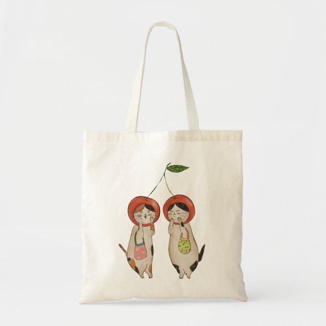 Catty Cherries Tote Bag (Front)