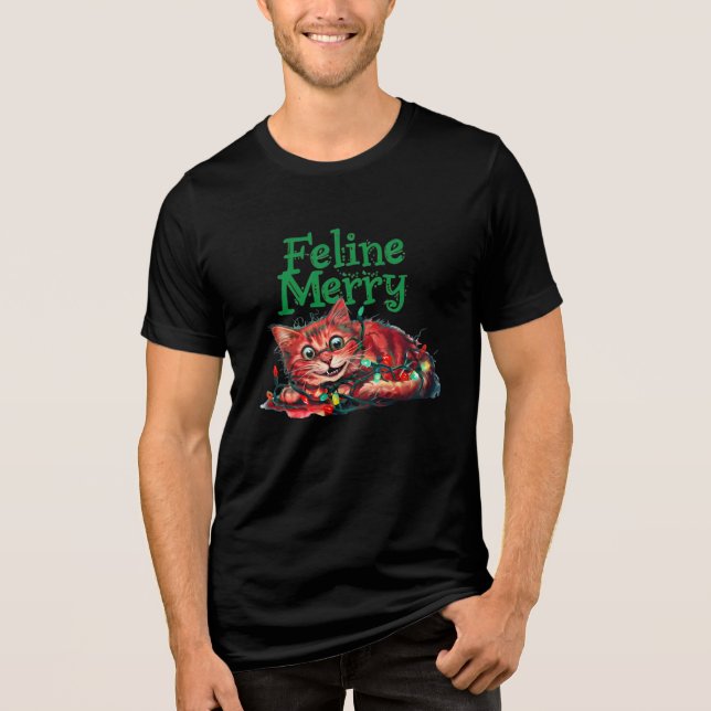 Catty Christmas Chaos Tri-Blend Shirt (Front)