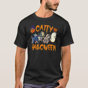 Catty Halloween Cat  Halloween Ghost Cat Apparel 2 T-Shirt