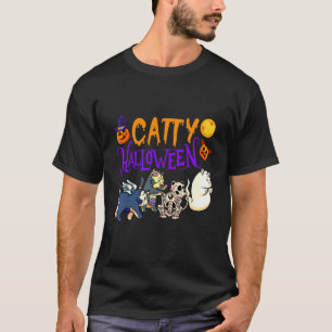 Catty Halloween Cat  Halloween Ghost Cat Apparel 4 T-Shirt